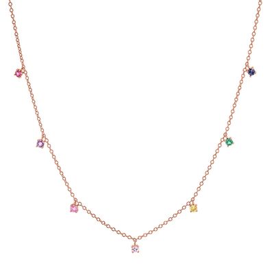 925 Silver Children's Necklace dengan Playful Rainbow Gemstone Zircon untuk Sparkle