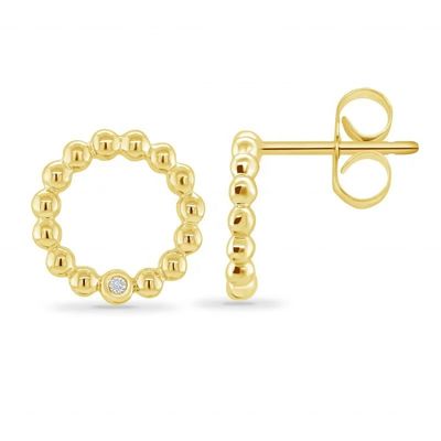 925 Sterling Perak Wanita Bentuk Bulat Bezel Setting Solitaire Stud Earrings dengan Opsi Ukuran Khusus