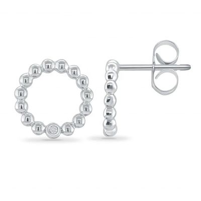 925 Sterling Perak Wanita Bentuk Bulat Bezel Setting Solitaire Stud Earrings dengan Opsi Ukuran Khusus
