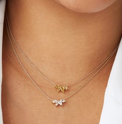 925 Silver 14K Plated Necklace 18 " Marquis Topaz Pendant Dan White CZ Diamonds
