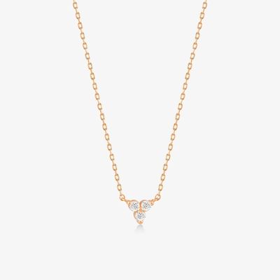 18K Gold Zircon Pendant Silver Chain Trio Diamond Cubic Zircon Kalung