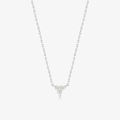18K Gold Zircon Pendant Silver Chain Trio Diamond Cubic Zircon Kalung