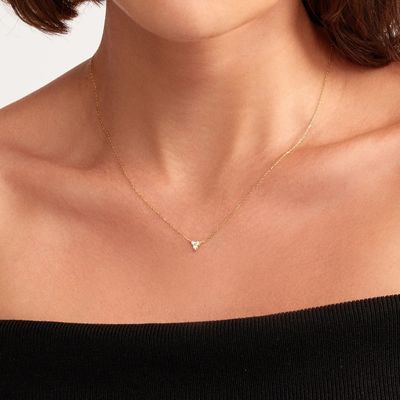 18K Gold Zircon Pendant Silver Chain Trio Diamond Cubic Zircon Kalung