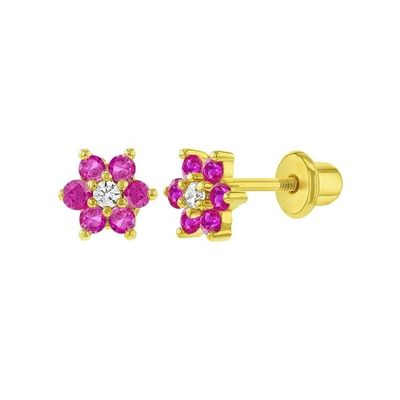 5MM 18k emas dilapisi bunga anting bayi Hadiah sempurna untuk anak-anak di 925 Sterling Perak