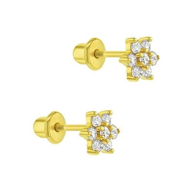 5MM 18k emas dilapisi bunga anting bayi Hadiah sempurna untuk anak-anak di 925 Sterling Perak