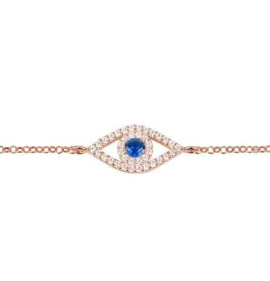 Rose Gold Thin Silver Chain Bracelet Putih Biru CZ Mata 925 Sterling Perak