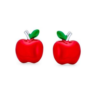 Earrings Apple Enamel Merah dan Hijau Yang Enak Untuk Gadis Kecil Di Perak 925 Sterling