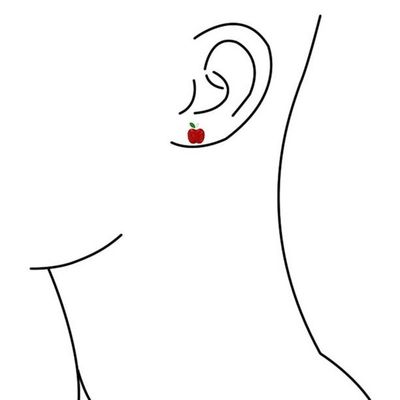 Earrings Apple Enamel Merah dan Hijau Yang Enak Untuk Gadis Kecil Di Perak 925 Sterling