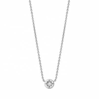 Emas Lapisan 925 Sterling Perak Starburst Diamond Disc Pendant Kalung untuk Pakai Sehari-hari