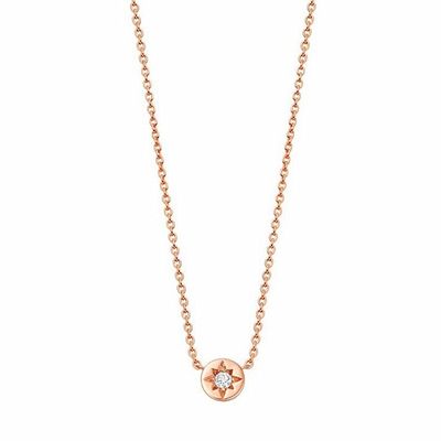 Emas Lapisan 925 Sterling Perak Starburst Diamond Disc Pendant Kalung untuk Pakai Sehari-hari