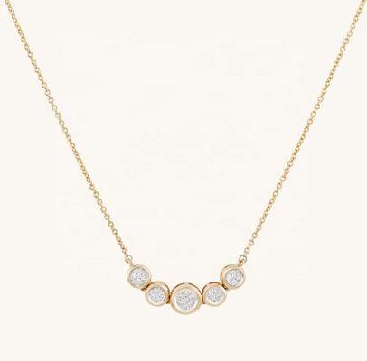 Rhodium 18k Gold Necklace Wanita 1,2mm White Gold Cz Pendant