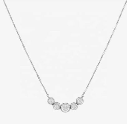 Rhodium 18k Gold Necklace Wanita 1,2mm White Gold Cz Pendant