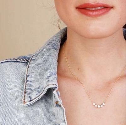 Rhodium 18k Gold Necklace Wanita 1,2mm White Gold Cz Pendant