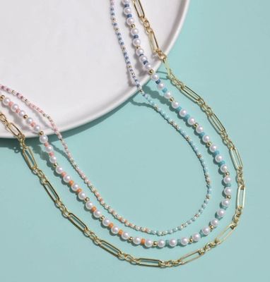 18in 925 Sterling Silver Chain Necklace 2,2mm Lebar 18K Gold Chain Necklace