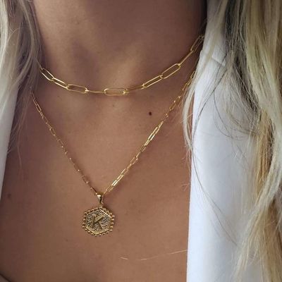 Kalung Tumpuk Paperclip Ganda Liontin Perak Sterling 925 Buatan Tangan dengan Pengiriman 30 Hari