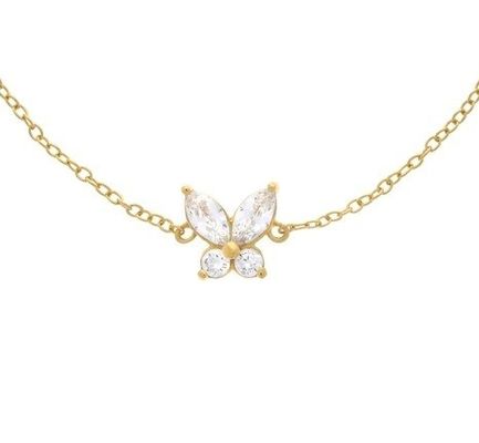 14K Plated Gold Butterfly Charm Bracelet dalam 925 Sterling Silver dengan 50 pcs MOQ