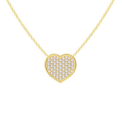 18 "Rantai Panjang Putaran Bulat Berlian 925 Sterling Silver Heart Pendant Kalung untuk Wanita