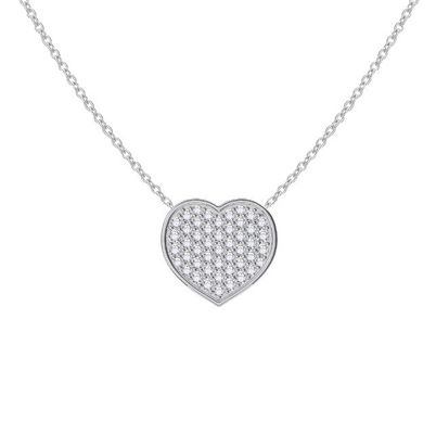 18 "Rantai Panjang Putaran Bulat Berlian 925 Sterling Silver Heart Pendant Kalung untuk Wanita