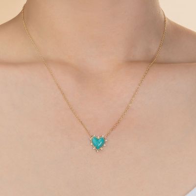 925 Sterling Silver Chain Perhiasan Berlian Dan Biru Hati Twist Kalung Tidak Ada Perhiasan