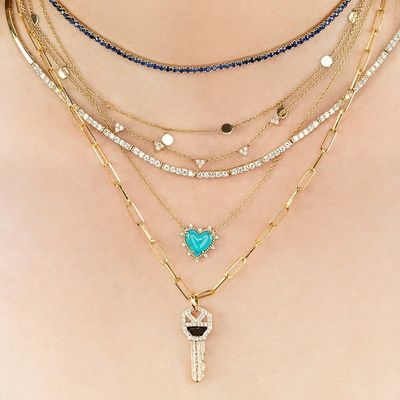 925 Sterling Silver Chain Perhiasan Berlian Dan Biru Hati Twist Kalung Tidak Ada Perhiasan