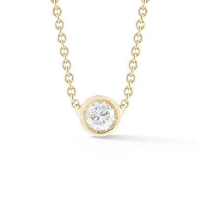 Simple 925 Sterling Silver Solitaire Diamond CZ Kalung dalam Ukuran Batu 7mm/10mm/15mm