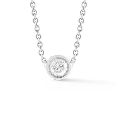 Simple 925 Sterling Silver Solitaire Diamond CZ Kalung dalam Ukuran Batu 7mm/10mm/15mm
