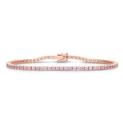 Gelang Tenis Cubic Zircon Mawar Merah Muda Klasik 2mm Sterling Silver 925 untuk Gadis