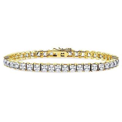 Unisex Handmade 18K Gold Hip Hop Iced Square Cut Diamond CZ 925 Sterling Silver Tennis Palset