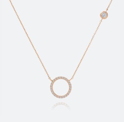 Emas Lapisan S925 Perak Lingkaran Pendant CZ Kalung untuk Wanita 925 Sterling Perak