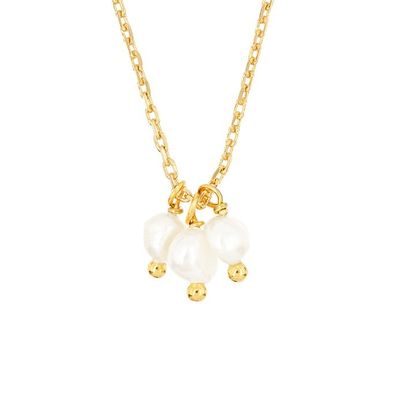 925 Sterling Perak Tiga Mutiara Air Tawar Charm Pendant Kalung untuk Wanita 16 " 1" 1