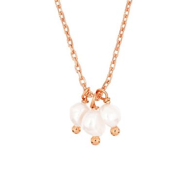 925 Sterling Perak Tiga Mutiara Air Tawar Charm Pendant Kalung untuk Wanita 16 " 1" 1