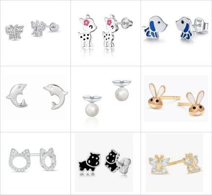 Cantik trendy bunga merah muda enamel sekrup kembali anting-anting 925 Sterling Desain perak