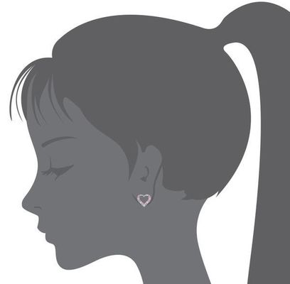Micro Insert Heart Pink Screw Back Earrings untuk Anak-anak dalam 925 Sterling Silver