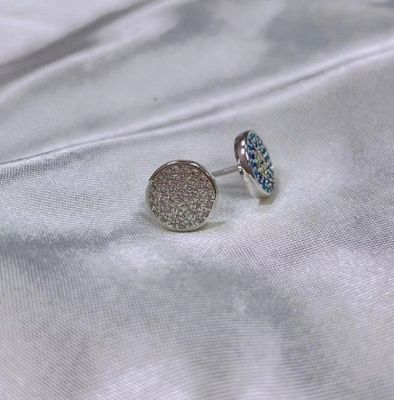 Zircon Circle 18K Emas Berlapis Buatan Tangan Mikron Pave Cz Mata Turkiye Desain Stud Earring 925 Sterling Silver