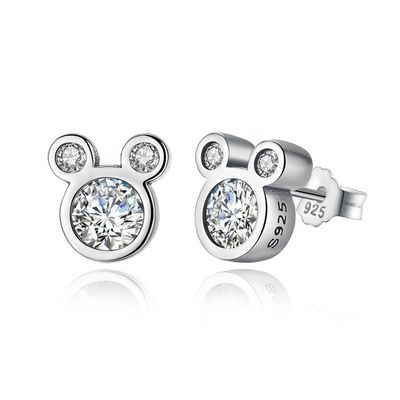 Penilaian pihak ketiga Bersertifikat Anak Perhiasan 925 Sterling Perak Earrings Tikus