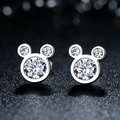 Penilaian pihak ketiga Bersertifikat Anak Perhiasan 925 Sterling Perak Earrings Tikus