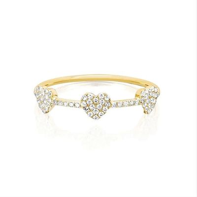 18K Gold Plated 925 Sterling Silver Tiga Micro Pave Heart Ring untuk wanita dan elegan