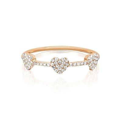 18K Gold Plated 925 Sterling Silver Tiga Micro Pave Heart Ring untuk wanita dan elegan
