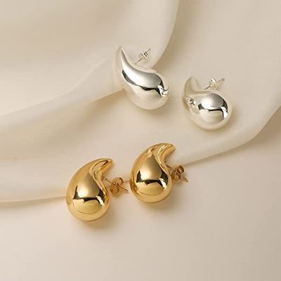 Custom Logo 18K Gold Plated Teardrop Hollow Stud Earring untuk Girls Perhiasan Party