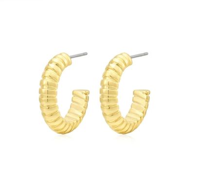 Earring rantai ular tekstur Hoop dalam perak 925 Sterling untuk kotak aksesoris gadis