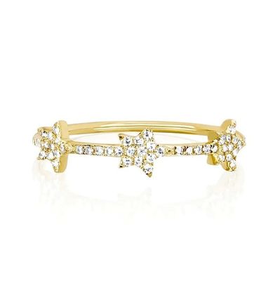 18K Plating Emas Perak CZ Star Pernyataan Cincin untuk Wanita Micro Pave Setting Sertifikasi