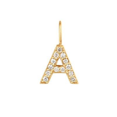 Nikel Bebas 925 Sterling Silver Letter A Diamond Charm Kalung Popular Charm Awal