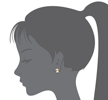 Silver Baby Puppy Cubic Zirconia Screwback Girls Earrings dengan Rhodium Plating