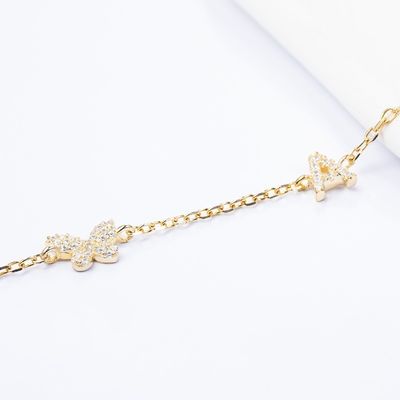 Kalung Mini 18K Emas Putih Micron Pave CZ Kupu-kupu 925 Sterling Silver Pendant