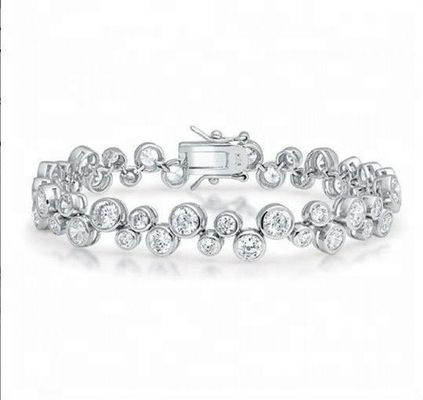 925 Sterling Perak Tenis Gelang dengan Batu Putih CZ dan Bezel pengaturan Opsi