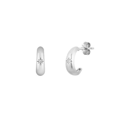 Jenis sertifikat Penilaian pihak ketiga 925 Sterling Silver North Star Half Hoop Earrings