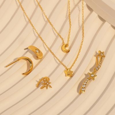 Jenis sertifikat Penilaian pihak ketiga 925 Sterling Silver North Star Half Hoop Earrings