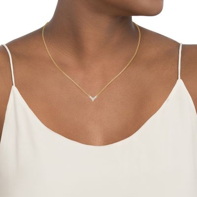 18K emas dilapisi V bentuk Perhiasan untuk Wanita 925 Sterling Perak Kalung