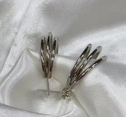 Triple 18K Plated Fashion Earrings Hoop Baja Ringan Besar