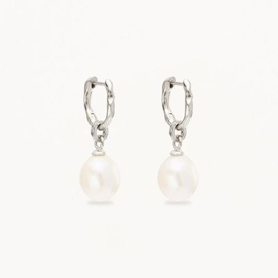 925 Perak Huggie Pearl Drop Earrings ZIRCON Huggie Earrings dengan Pearl Drop